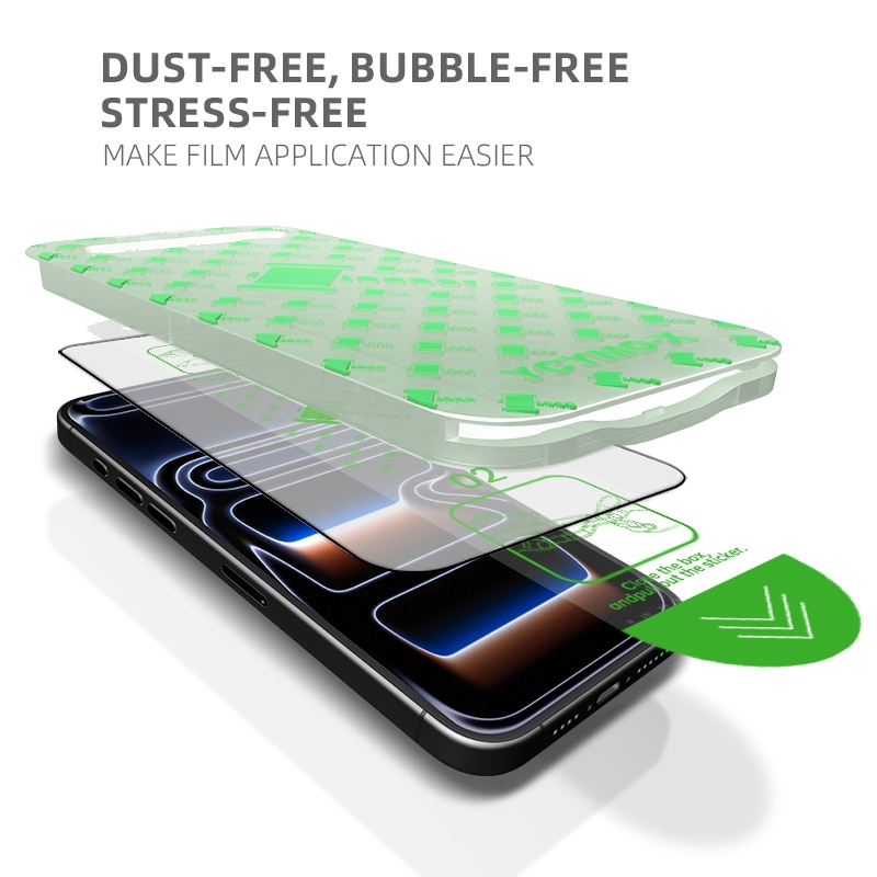 dust-free, bubble-free and stress-free