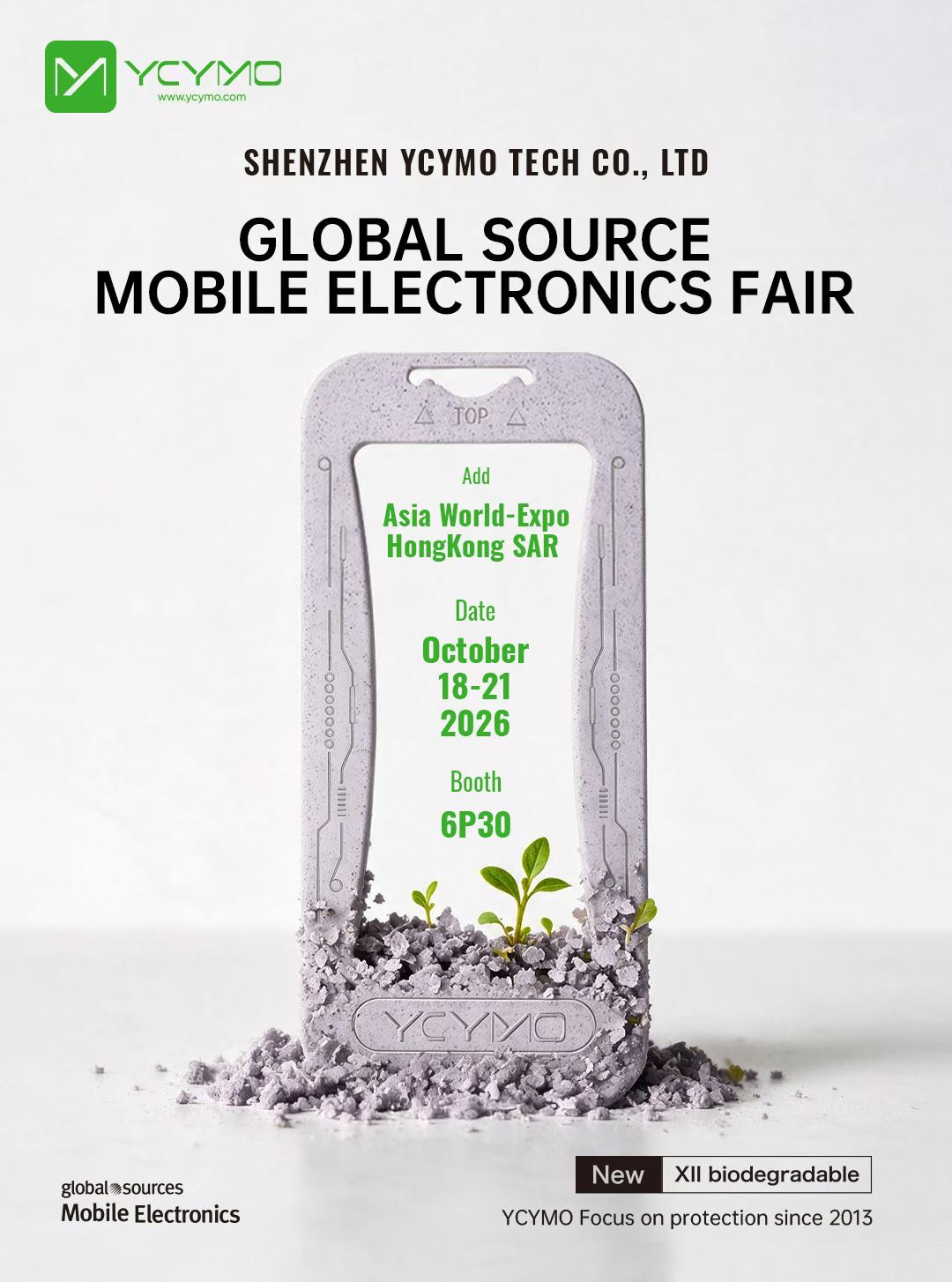 YCYMO Global Sources Mobile Electronics Fair 2026 invitation, Hong Kong booth 6P30